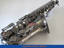 Black Nickel Eb Alto Saxophone High F# With-White Pearl Buttons