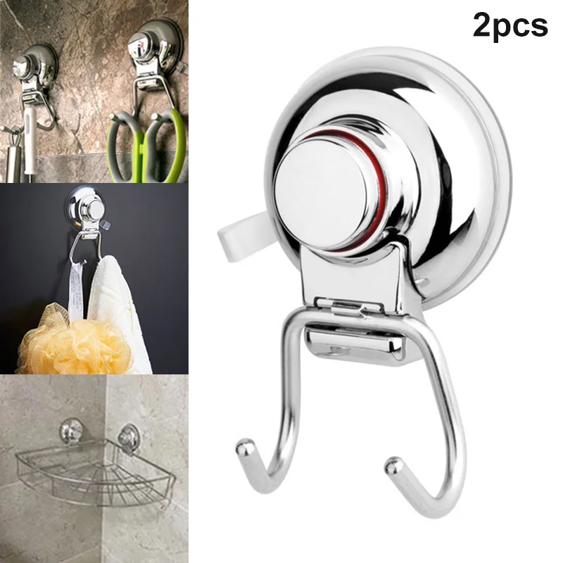 

2 Pcs Bathroom Towel Hooks Suction Cup Removable Stainless Steel Wall Hooks Hanger for Towel Robe UD88