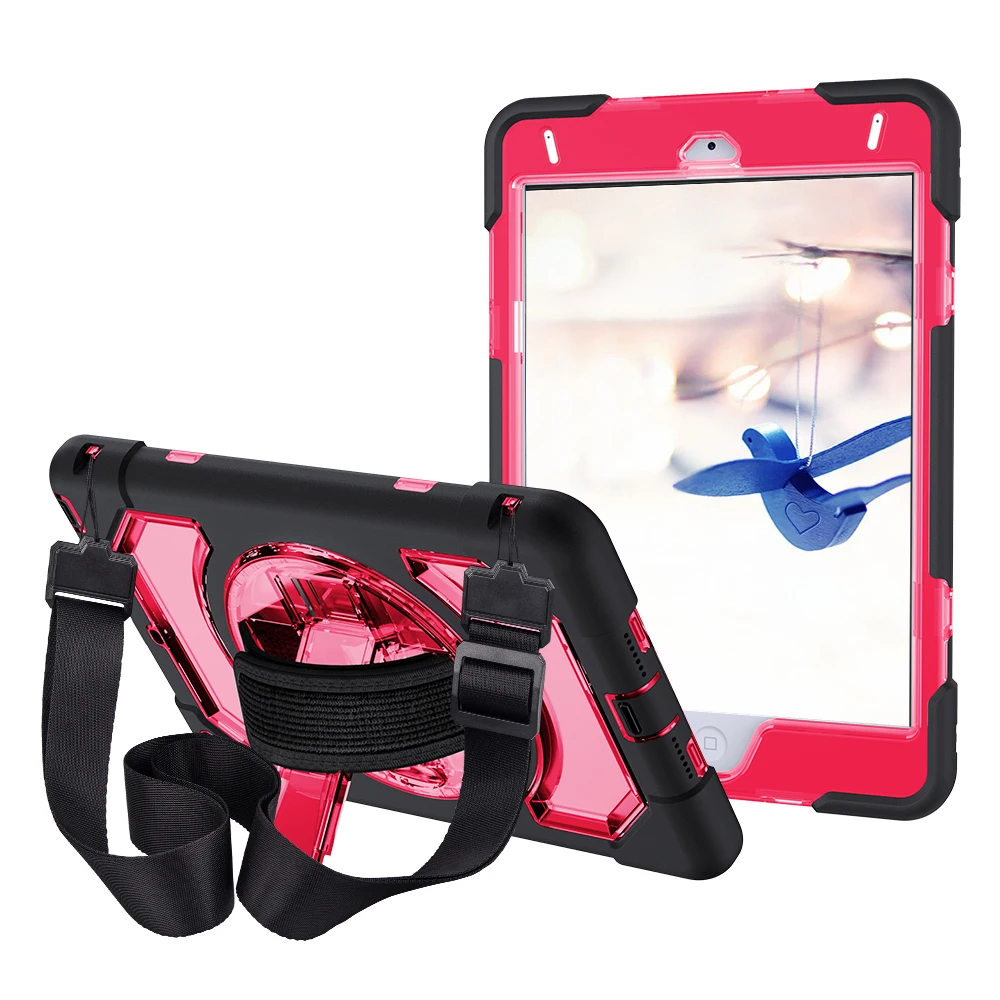 

For iPad Mini 5 / 4 Case with Pencil Holder Heavy Duty Case with 360 Degree Rotation Shoulder Hand Strap and Stand-Miesherk