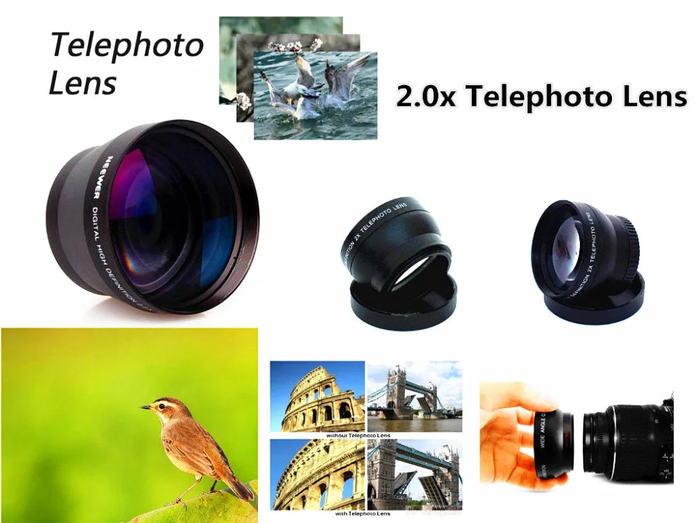 

37mm 2X magnification Telephoto Lens for Olympus OMD EM10 II OM-D E-M10 / Mark I II III 1 2 3 with 14-42mm Lenses