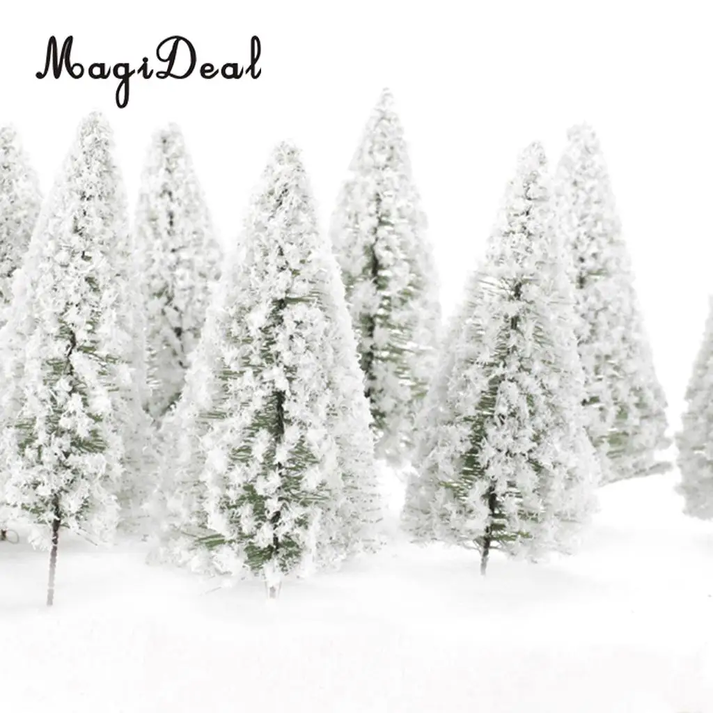 10Pcs/Pack 1/75 White Scenery Landscape Model Cedar Trees for Model Train Track Building Props Scenery 12cm