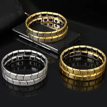 Турмалиновые магнитные браслеты из нержавеющей стали для женщин и мужчин, мужской био женский оздоровительный браслет и браслет