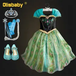 Новое платье принцессы Анны и Эльзы для маленьких девочек, высокое качество, летнее платье Золушки, маскарадный костюм Снежной королевы