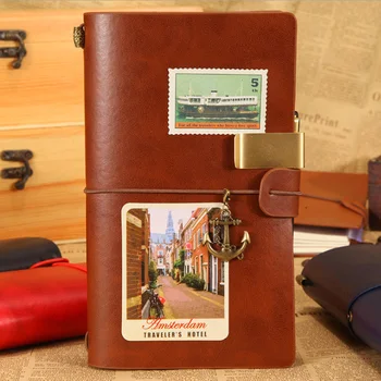 

Creative brass buckle and tie notebook retro hand account Travel Notebook student stationery supplies notebook