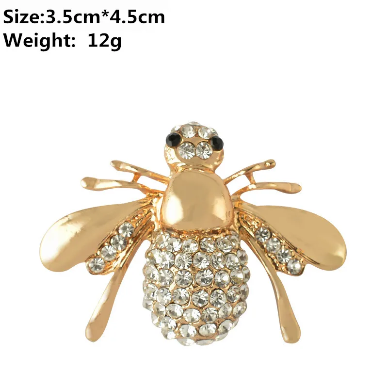 MZC-Insect-Bee-Brooch-Gold-Metal-Alloy-Rhinestone-Broach-Mujer-Bijoux-Lapel-Pin-Strass-Brosche-Charm