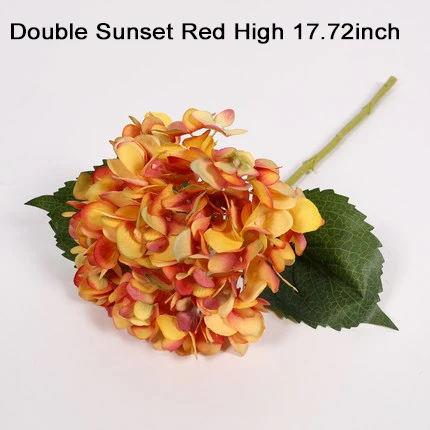 Xuanxiaotong 45 cm 1 pc Long Stem Silk Hydrangea Artificial Flowers Branch Purple White Pink Green Blue Hydrangea Faux Flowers - Цвет: double sunset red