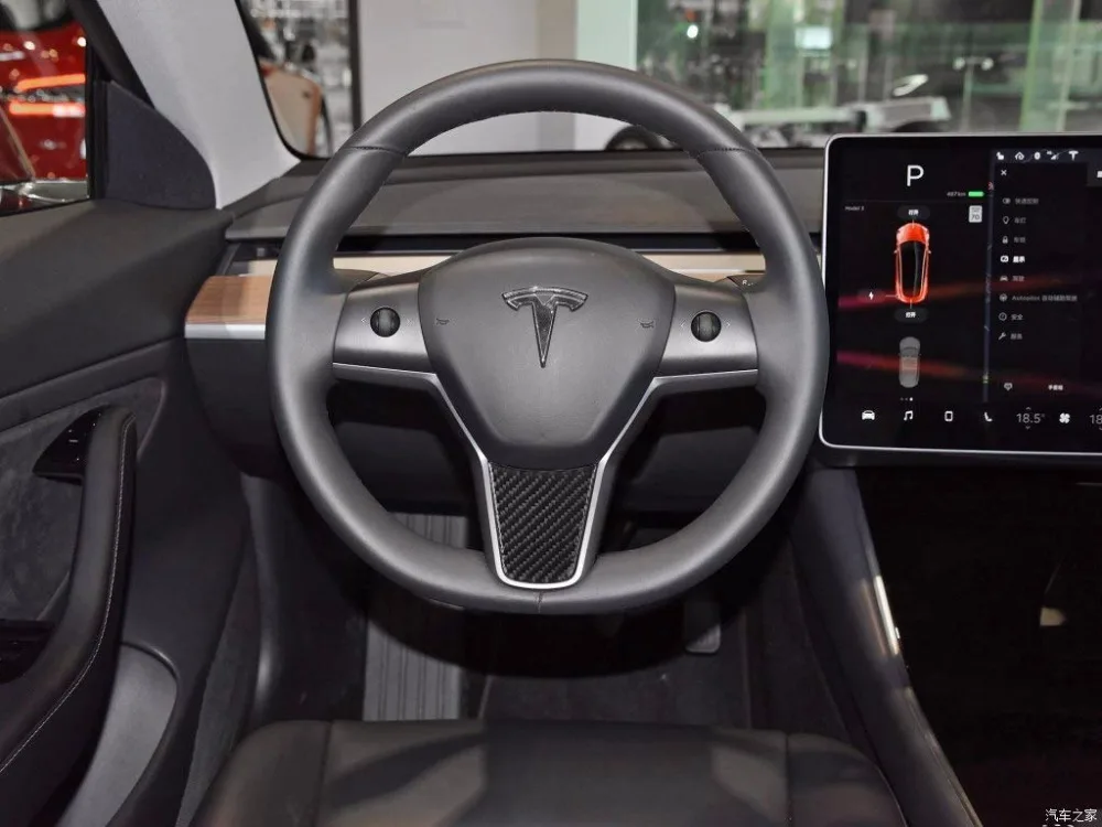 TESLA Автомобильная Внутренняя крышка рулевого колеса автомобиля углеродного волокна рулевое колесо украшение крышка наклейка для Tesla модель 3 модель три