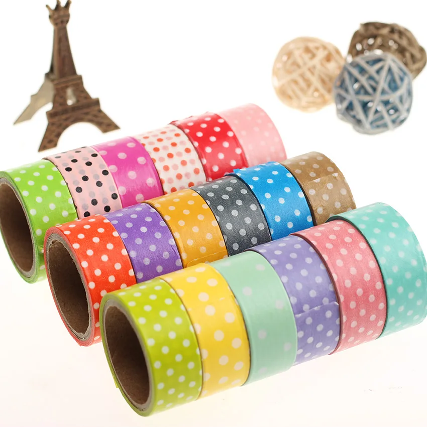 1 PC Candy Color Polka Dots Masking Tape Washi Packing Adhesive Tape