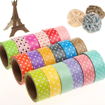 

1 PC Candy Color Polka Dots Masking Tape Washi Packing Adhesive Tape Stationery Decorative Washi Tape Multicolor Random