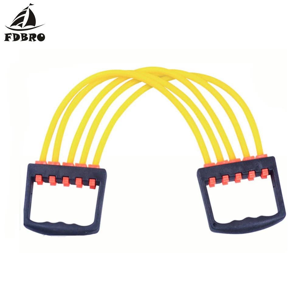 FDBRO Portable Exercise Fitness Resistance Elastic Cable Rope Tube Yoga 5 Bands Indoor sports Supply Chest Expander Puller - Цвет: Цвет: желтый