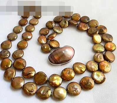 

0687 2Strands 18'' Coffee Coin Freshwater Pearl Necklace