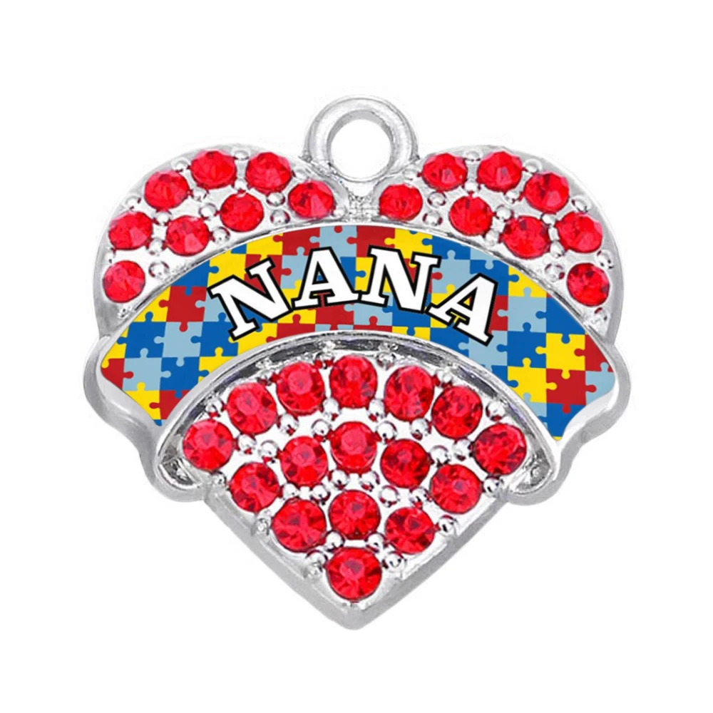 Популярные наклейки NANA в форме сердца, кулон, уход за аутизмом, ювелирные изделия, инкрустированные Подвеска со стразами