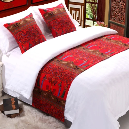 RAYUAN, покрывало из красного полиэстера в этническом стиле, Двухслойное постельное белье для дома, отеля, постельные принадлежности для одной кровати, королевской кровати, хвоста, полотенца - Цвет: Red