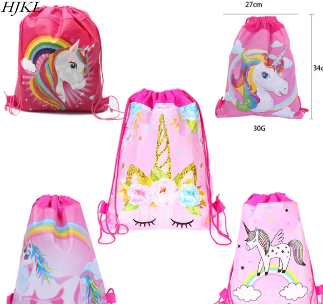 

HJKL Unicorn Drawstring bag for Girls Travel Storage Package Cartoon School Backpacks Children Birthday Party mujer mochila gift
