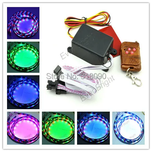

4pcs/set (90CM*2+120CM*2) Music RGB Automobile Car LED Strips Decorative Lights Changing Strobe  Wireless Remote Controller