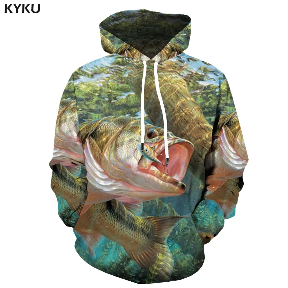 

KYKU Fish 3d Hoodie Men Carp Hoodies Sweatshirts Tropical Animal Printed Sweatshirt Pullover Fishinger Hip Hop Mens Clothing New