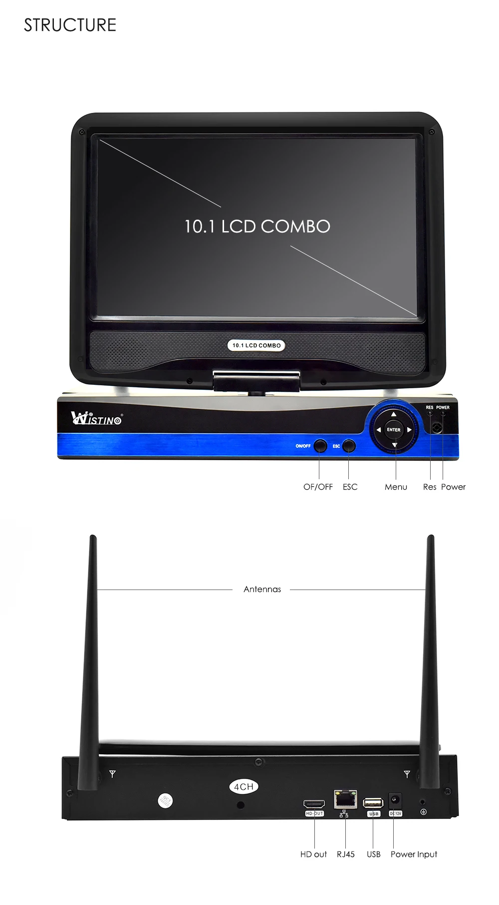 Wistino 960P IP Camera CCTV Security System Kit Wireless 4CH NVR Wifi Outdoor P2P Monitor Kits IR LCD Screen Surveillance Camera (14)