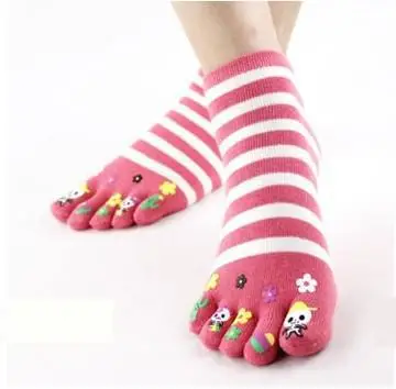 3 пары пять пальцев носки женские хлопок милый мультфильм короткие 5 ног носки потовые Kawaii Новинка носки с раздельными пальцами