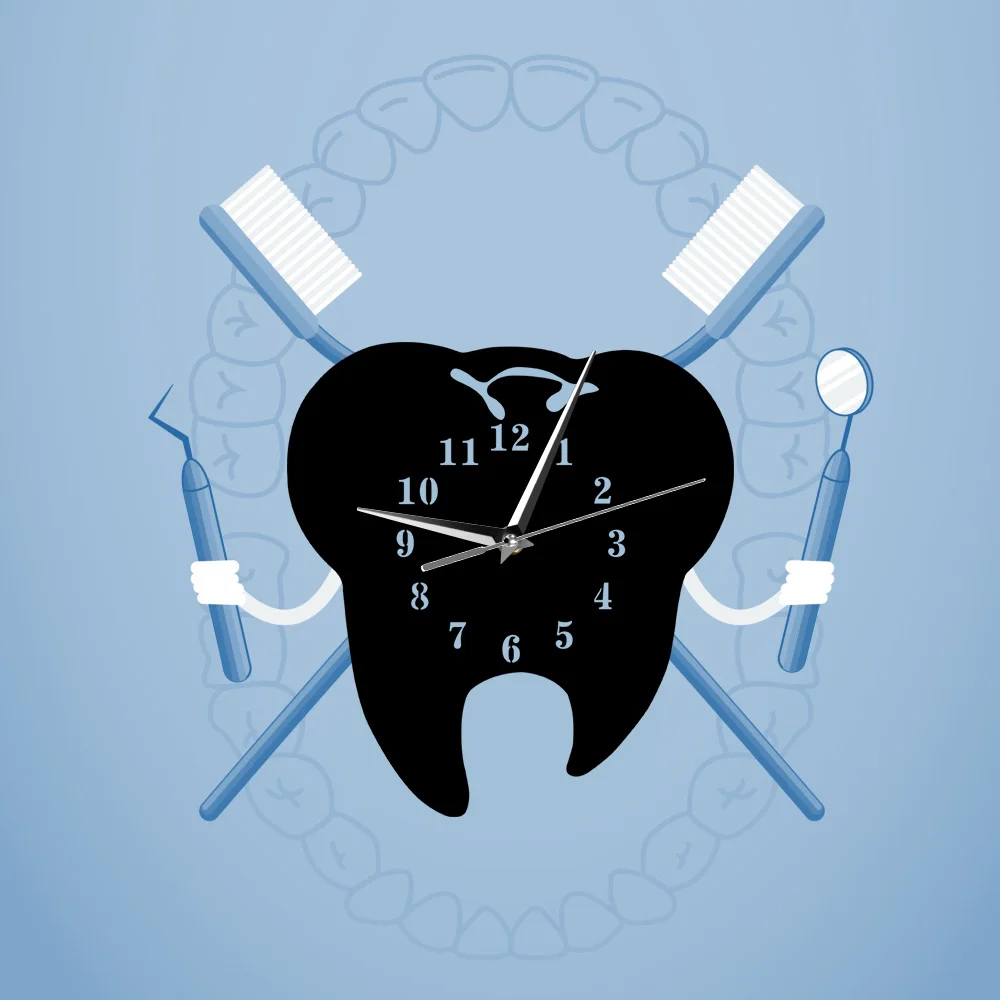 Зеркальный эффект зубная стоматология настенные часы Лазерная резка декоративная стоматологическая клиника офисное украшение уход за зубами стоматологический хирург подарок