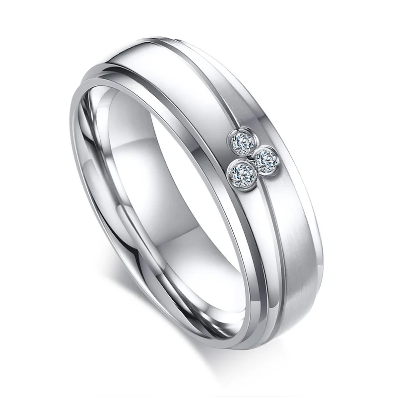 Класс элегантные парные кольца для мужчин и женщин из нержавеющей стали обручальные кольца AAA CZ камни трендовые Анель подарок - Цвет основного камня: Women