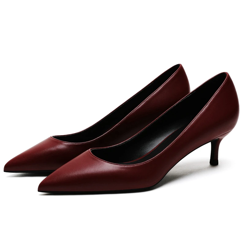 Tanie Klasyczne damskie czółenka skóra owcza niskie wysokie obcasy buty damskie modne szpilki 5cm na cienkim obcasie damskie seksowne czółenka E0073