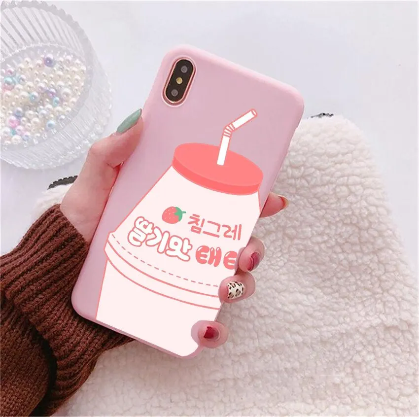 Летний милый мультяшный чехол для телефона с рисунком молочного чая iPhone XS Max XR X