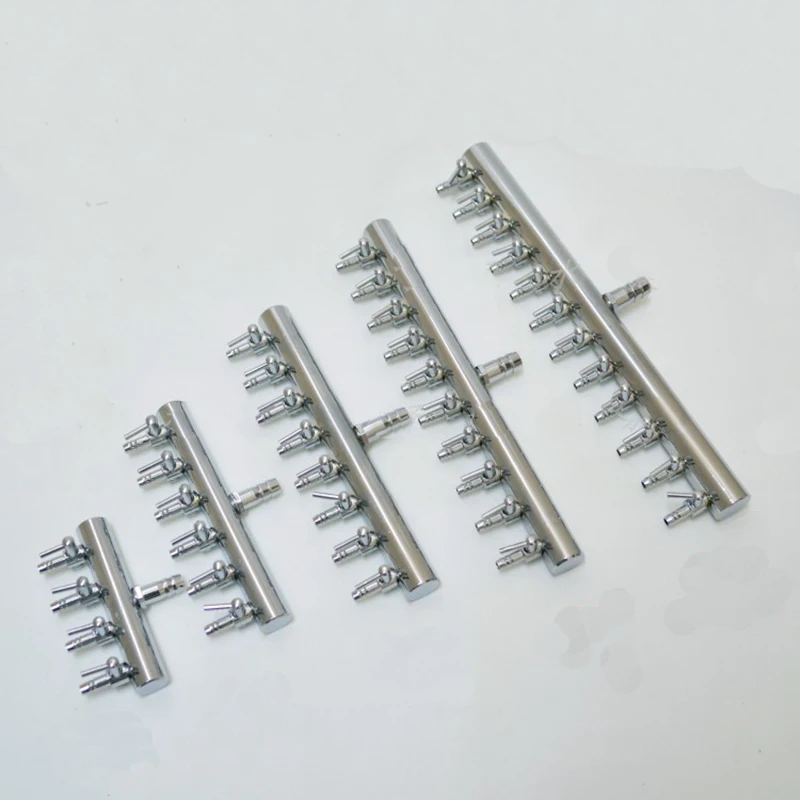 

metal aquarium fish pond aeration air manifold splitter with air flow adjusters for 8mm inflow and 4mm outflow