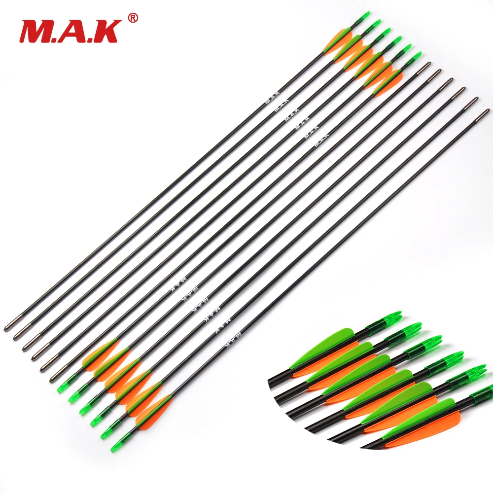 6/12/24pcs 30" 6mm Glass Fiber Arrow Plastic Fletching Archery Arrows Hot Sale Bow Arrows