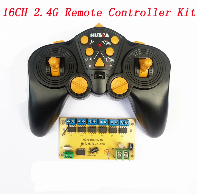 

DIY Excavator Remote Control Toy Cars 16CH 2.4G Radio Sytem Controlling Parts DC 6-15V Transmitter+Receiver Board 5A Large Power