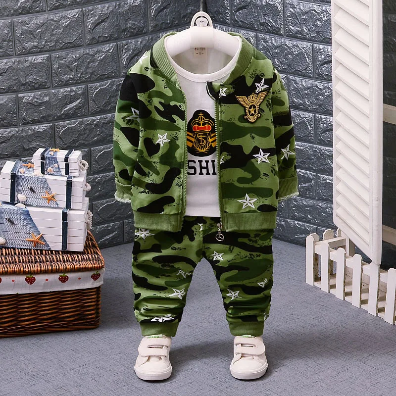  Baby Boys' Clothing Leisure Jungle Camouflage Spring/Autumn Three Pieces of 1-4 Year old Children's