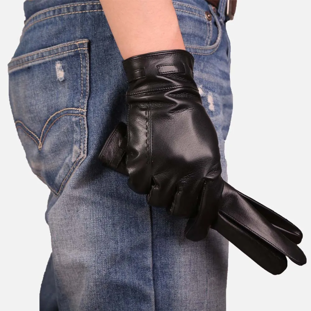 Высококачественные мужские кожаные перчатки черные зимний импортированный итальянский овчина мужские водительские перчатки для мужчин s m l xl