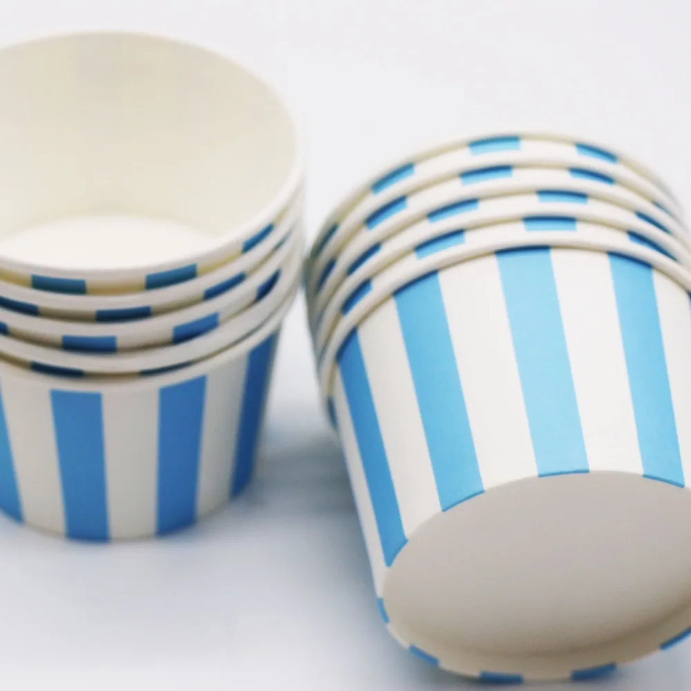 

10pcs/lot blue ice cream cups blue stripes disposable cups stripes theme birthday party decorations blue stripe paper cups