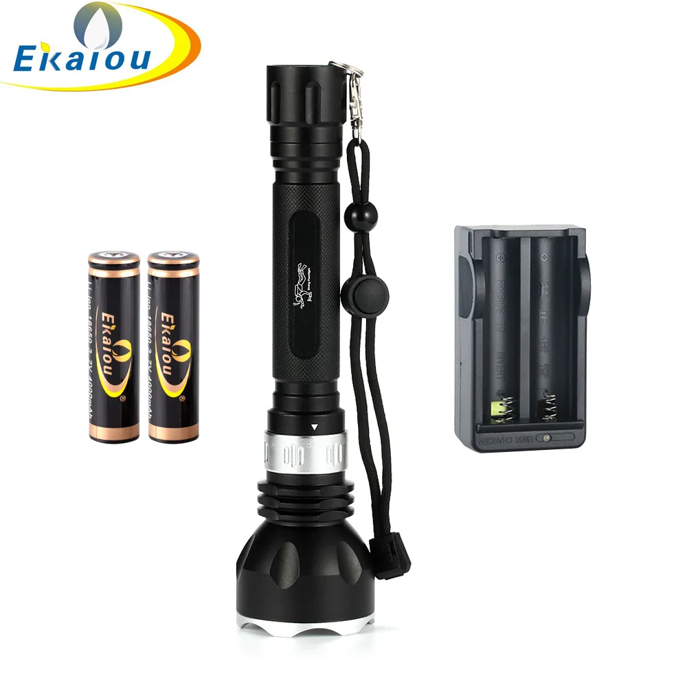 

High Power led Diving Flashlight XML U2 2000 Lumens Diving Powerful led Waterproof Torch & 2*18650 Battery+Charger