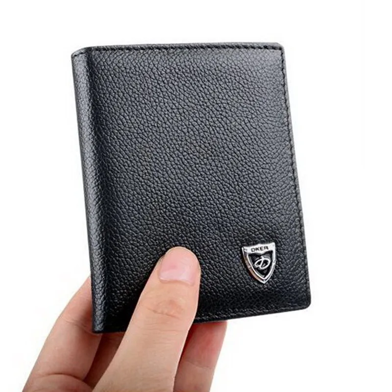 Small wallet men genuine leather purses of natural skin mini wallets cowhide slim walet man bifold black brown card-holders