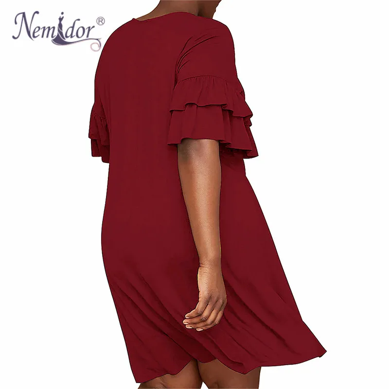 Nemidor, женское винтажное платье с оборками, рукавом и o-образным вырезом, 50 s, вечерние, тянущиеся, а-силуэта, размера плюс, 7XL, 8XL, 9XL, повседневное свободное платье с карманом