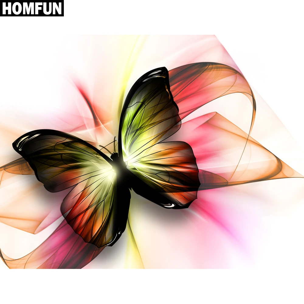 

HOMFUN Full Square/Round Drill 5D DIY Diamond Painting " Butterfly " 3D Embroidery Cross Stitch 5D Home Decor XY