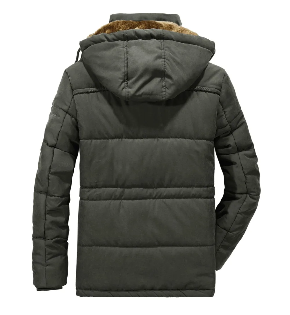 Мужская зимняя куртка, толстая теплая парка, флисовая Меховая куртка с капюшоном в стиле милитари, хлопковое пальто для снежной погоды, Мужская ветровка, куртки размера плюс