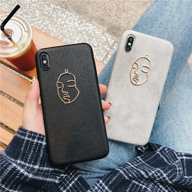 

Cover For Iphone Xs MAX XR X XS Phone Case for Iphone 7 8 6 6S Plus Luxury PU Leather Case Cover with Metal Side Face Decoration
