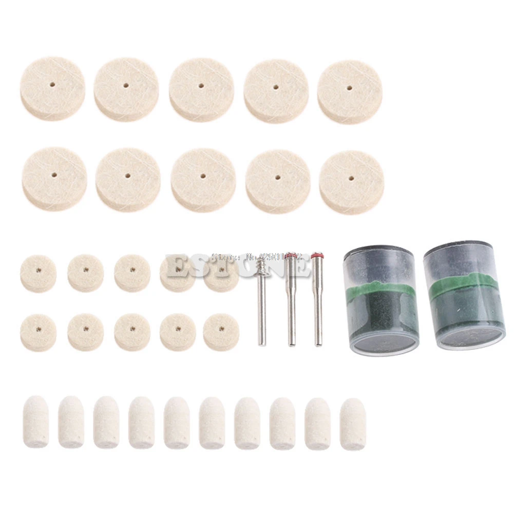 New 35Pcs Soft Felt Polishing Buffing Burr Wheel Kit For Dremel Rotary Tools 1 8 B119