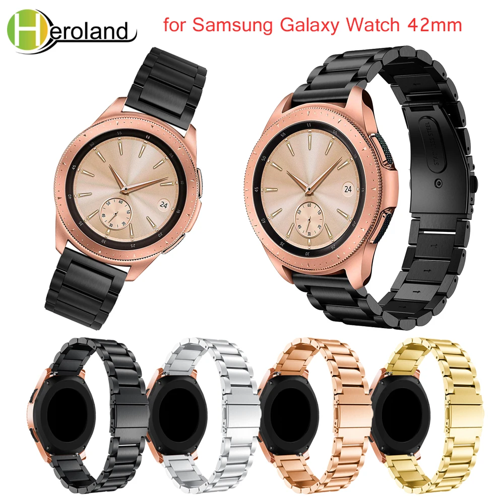 Ремешок из нержавеющей стали для смарт часов Samsung Galaxy watch 42 мм черный