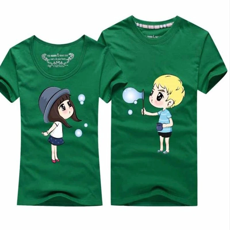 Summer New Cartoon T-Shirt Couple Clothes Women Men Cotton Short Sleeve T Shirt Casual Cute Sweet Couple T-Shirts For Lovers