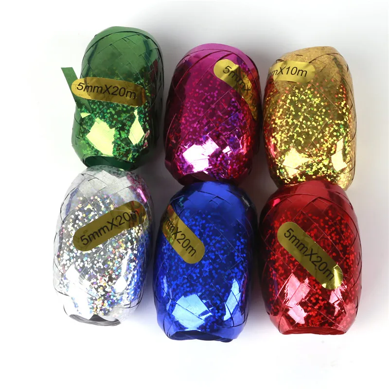 

6pcs/bag 5mmx10m Mixed Color Football Ribbon Gift Box Packaging Color Rope Wedding Party Floating Air Ball Ribbon