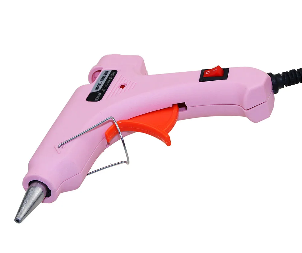 Pistolet à colle chaude professionnel rose, chauffe à haute température  20W, outil de réparation thermique avec