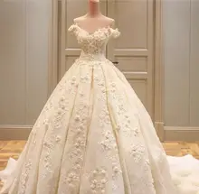 fashionable v lace appliques crystal pattern ball gown wedding dresses train robe de mariage bridal gown 2017