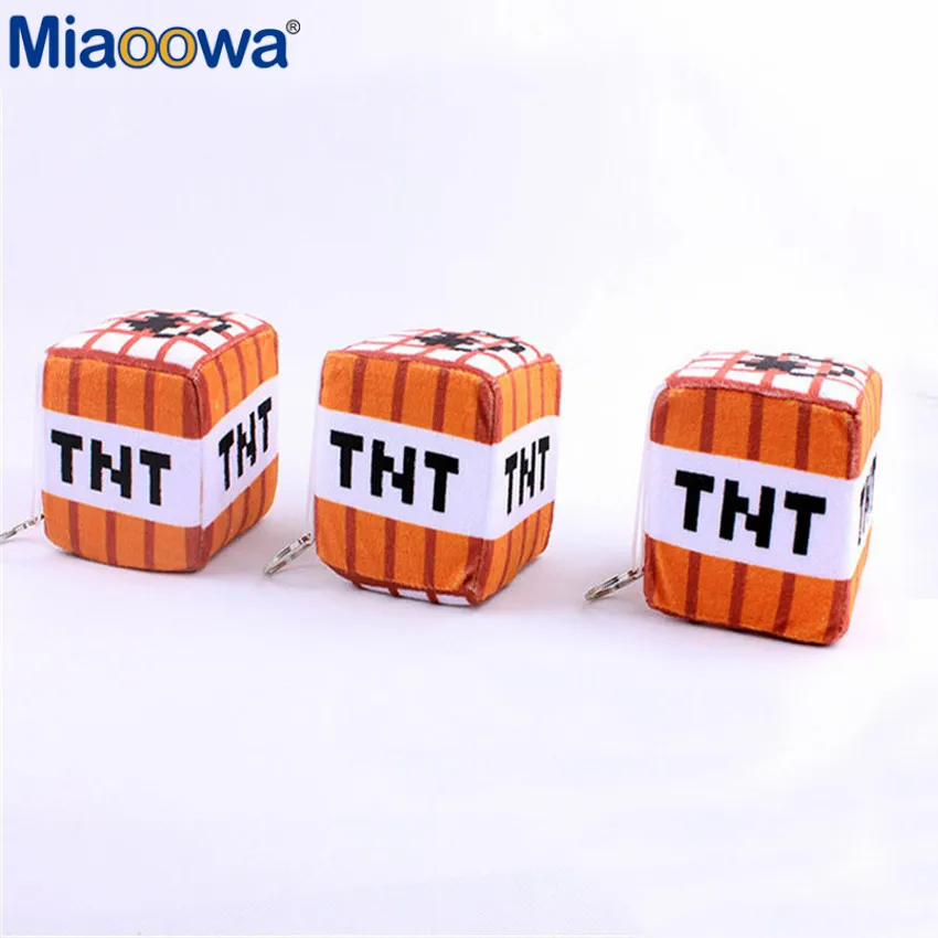 1pc 10*10cm Minecraft Plush Toys Cotton Stuffed TNT Key Chain Bomb For Kids gift cartoon plush collection wholesale