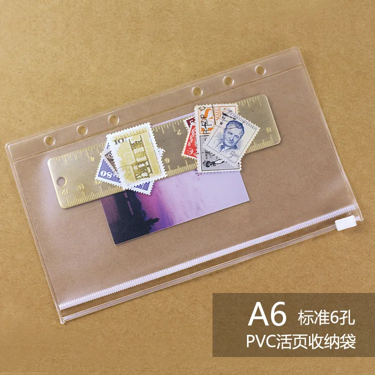 

A6 PVC Transparent File Small Things Keeper for 6 Holes Loose Leaf Spiral Binder Notebook Planner Agenda Filofax
