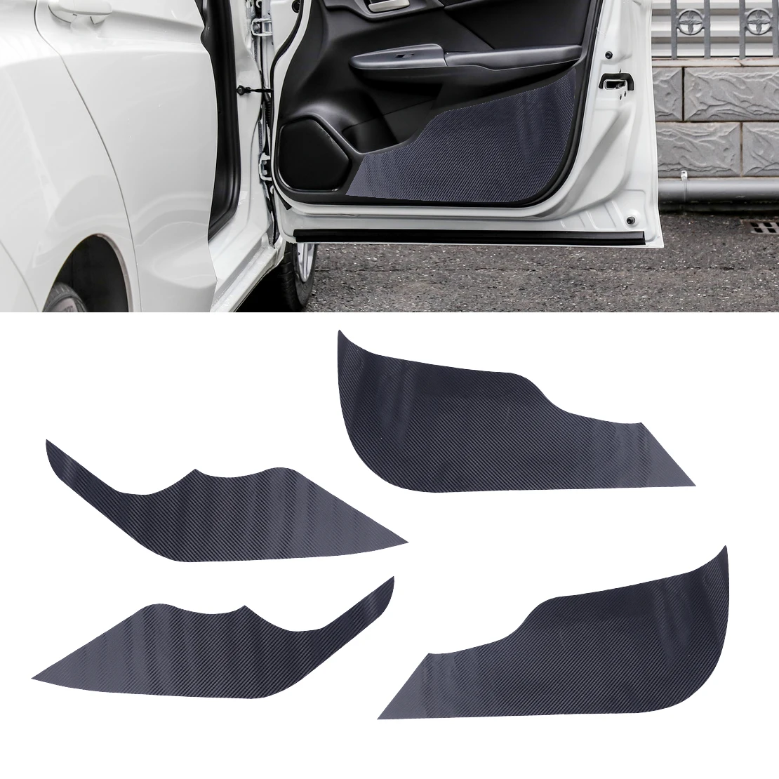 

DWCX Plastic Carbon Fiber Car Door Anti Kick Pad Film Sticker Protector Mat Fit For Honda Fit Jazz 2014 2015 2016 2017 2018