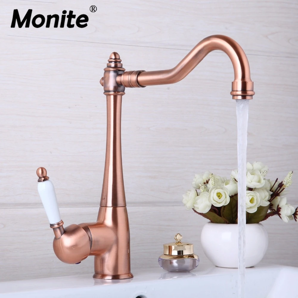 Buy Kitchen Faucets Swivel Antique Copper Deck Mounted
