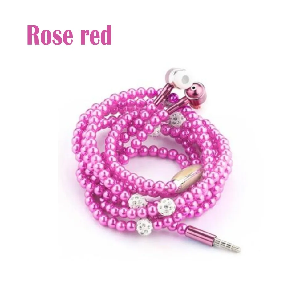Подарок на день рождения fone de ouvido! Розовые девушки горный хрусталь ювелирные изделия жемчужные наушники-ожерелье с затычки в уши для микрофона для Iphone Xiaomi