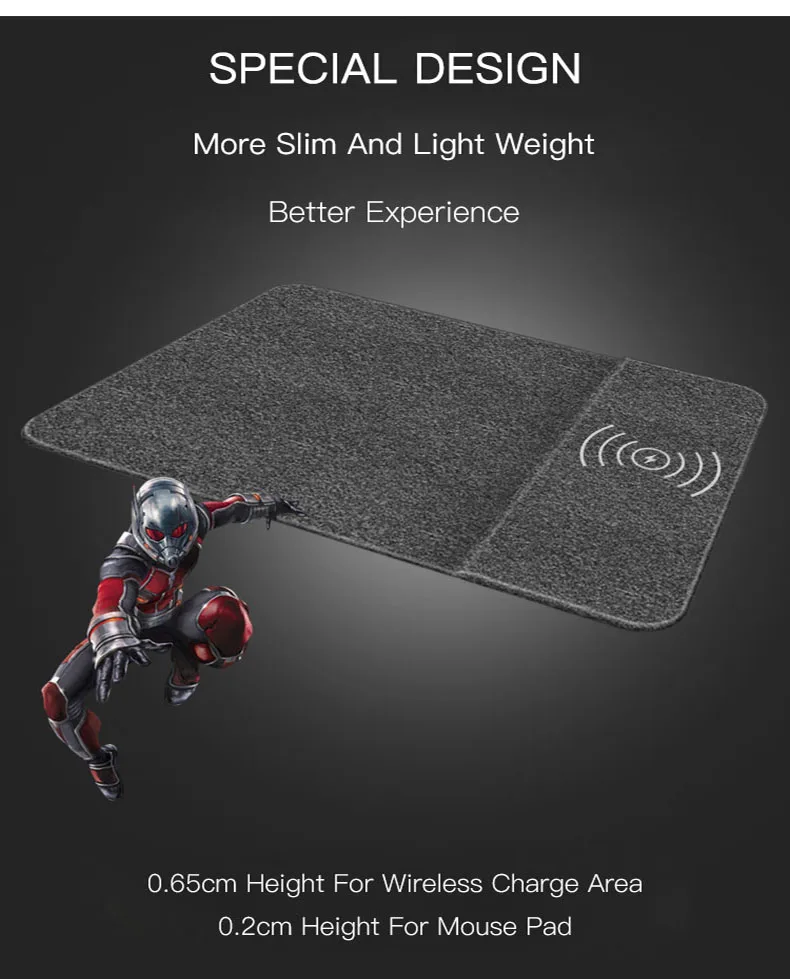 QI 10W Mouse Pad Wireless Charger For Iphone X Iphone 8 Samsung S9 S8 Note 8 Fast Charge QC 2.0 QC 3.0 Charger Pad For LG G5 (3)